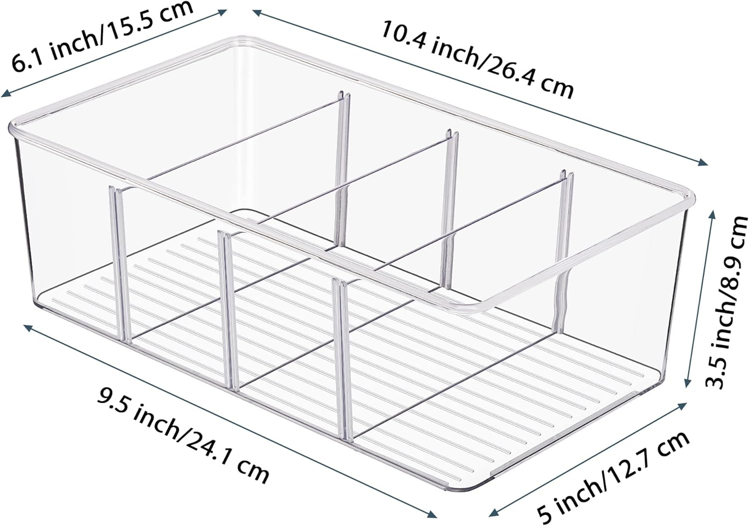 Vtopmart Food Storage Organizer Bins - 10 Pack Clear Plastic for Kitchen, Pantry & Fridge | 4 Compartment Design