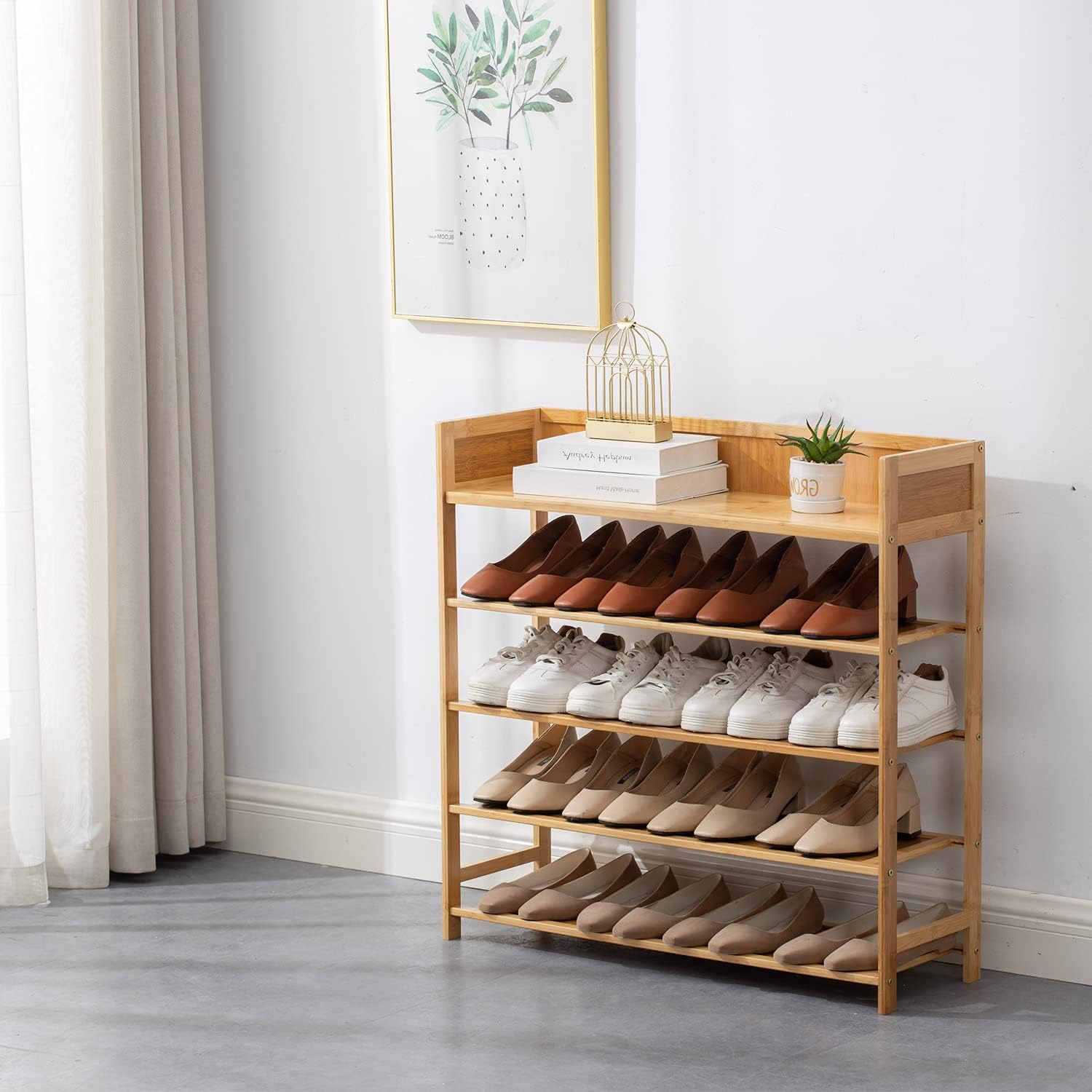 Bamboo Shoe Rack Organizer - 5-Tier Storage Shelf for Entryway, Hallway & Closet | Natural Finish (31.5")