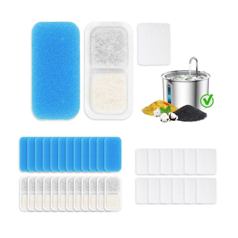 12 Packs Replacement Pet Water Fountain Filter Compatible with oneisall 67oz/2L Stainless Steel Cat Fountain Filters, Dog Water Fountain Foam Filter, Sponge Filter (White, 12)