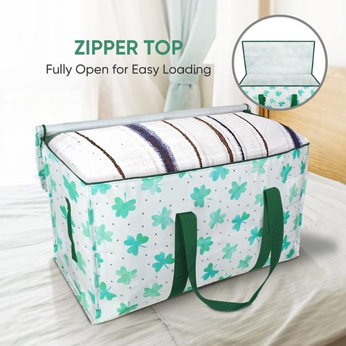 BALEINE Oversized Moving Bags - Heavy-Duty Storage Totes with Reinforced Handles | 2-Pack Clover