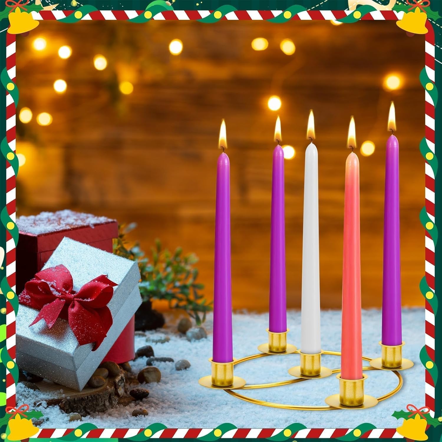 Regine Switzerland 2-Pack Christmas Advent Wreath Candle Holder - Gold Metal Rings for Holiday Decor