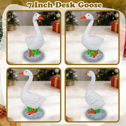 Exasinine Desk Goose Figurine - 7 Inch Office Table Decor Statue for Home Decoration