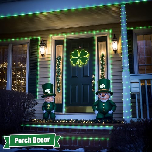 JMEXSUSS Green Battery Operated String Lights - 200 LED Waterproof 66ft Rope Lights with Remote for St. Patrick's Day Decor