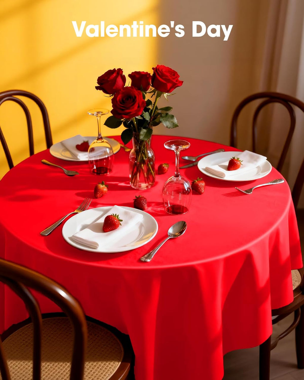 Pureegg Round Plastic Table Cloths - 84'' Leakproof & Sturdy | 8 Pack for Valentine's Day & Holidays