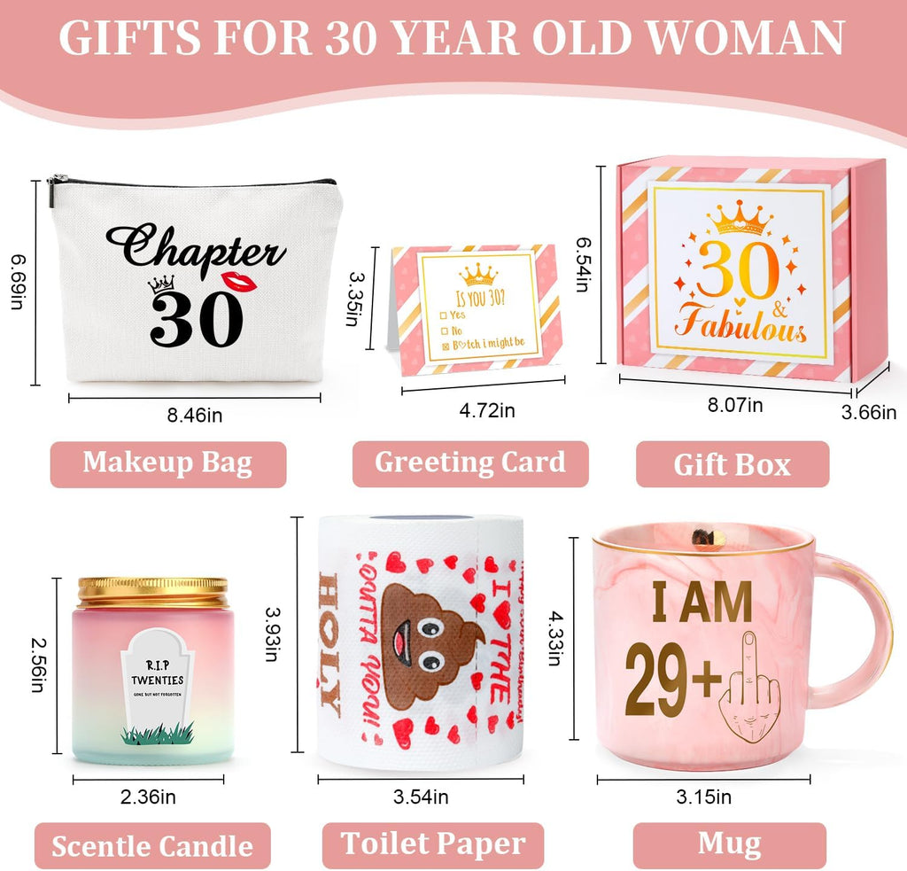 Regine Switzerland 30th Birthday Gift Set - Fun Coffee Mug, Makeup Bag & Candle for Women