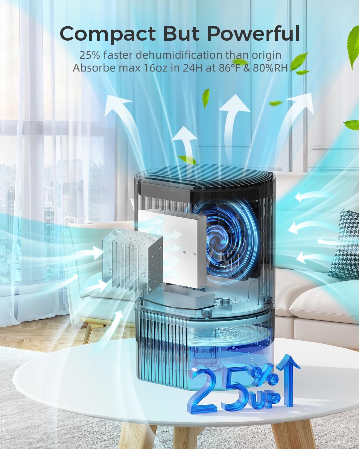 Skiennix Portable Dehumidifier - Ultra Quiet, Energy Saving with Auto Shut Off & Colorful Light | 35 OZ for Home, Office, RV, and More