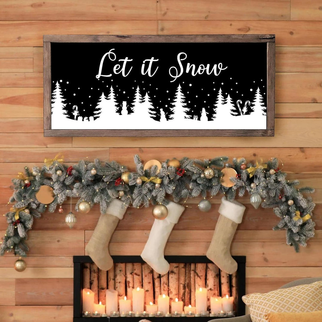 Skiennix Christmas Stencils - Large Reusable Winter Forest House Village Templates | 53.1” for Window Glass Crafts