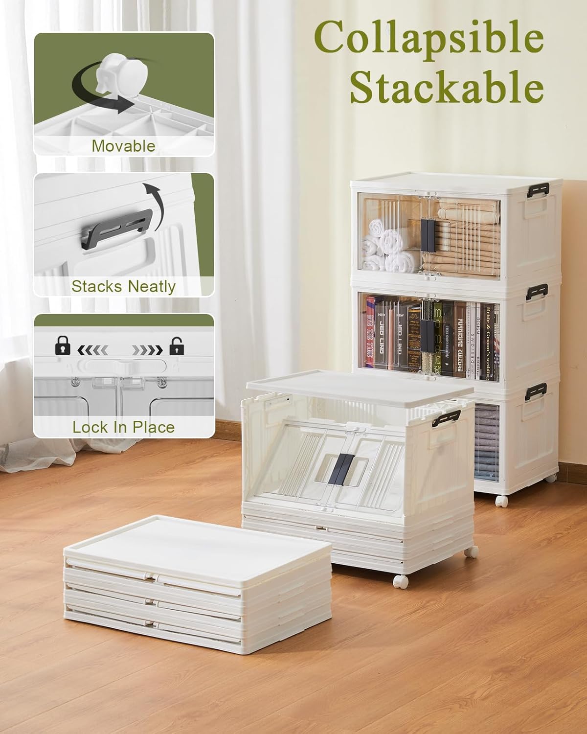 OlarHike 144QT Lockable Storage Bin - Versatile Organization Solution | Includes 22oz Cream Coffee Canister
