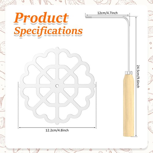 RVEFOT Bunuelos Mold,Aluminum Bunuelos Cookie Maker Mold with Wooden Handle, Detachable Rosette Iron Molds Set,Waffle Molds Funnel Cake Ring,Achappam Mold for Kitchen Baking Cooking 4.8 inches
