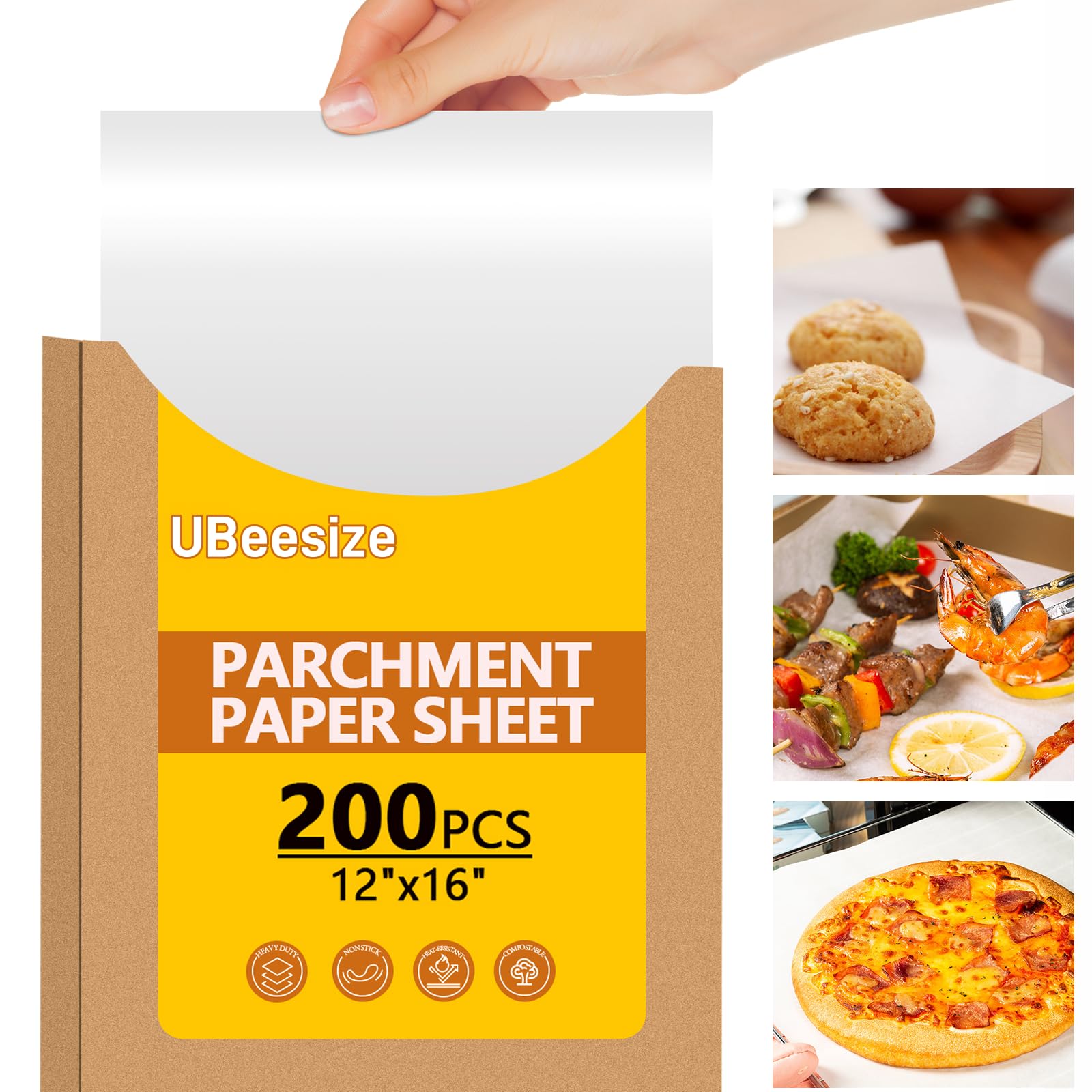 200PCS Thickened Precut Parchment Paper Sheets,12×16 In Heavy Duty Non-Toxic & Unbleached Parchment Baking Paper, Parchment Paper for Baking, Grilling, Comes in Convenient Packaging