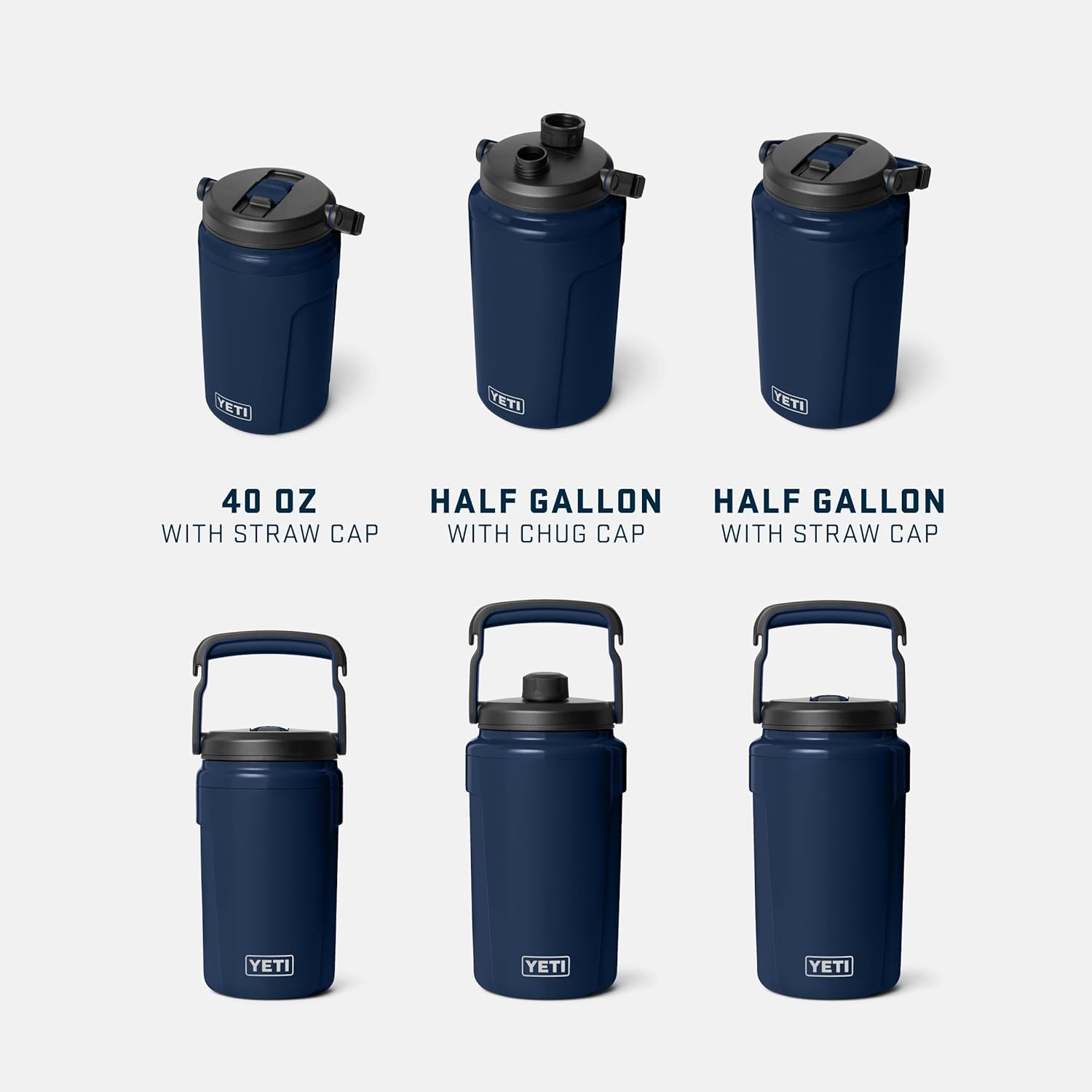 YETI Silo Half Gallon Insulated Water Jug - Leakproof Sports Bottle with Straw Cap & Fence Hook Handle - Navy