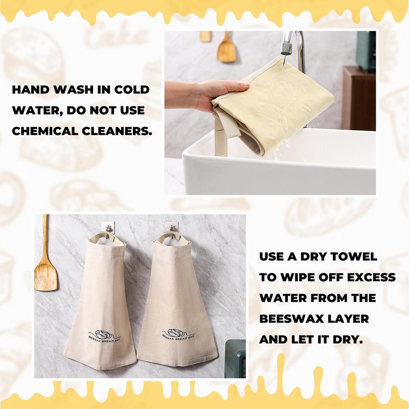 Beeswax Bread Bags for Homemade Bread. Beeswax Bags for Sourdough.（2 Pack). XL-12 * 17IN. ZSHLXM