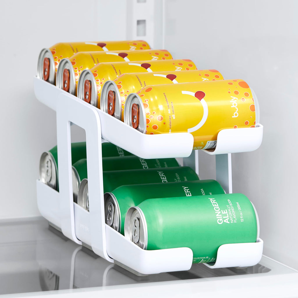 YouCopia RollDown Can Dispenser, Space-Saving Rolling Dispenser and Organizer for Refrigerator Storage, White