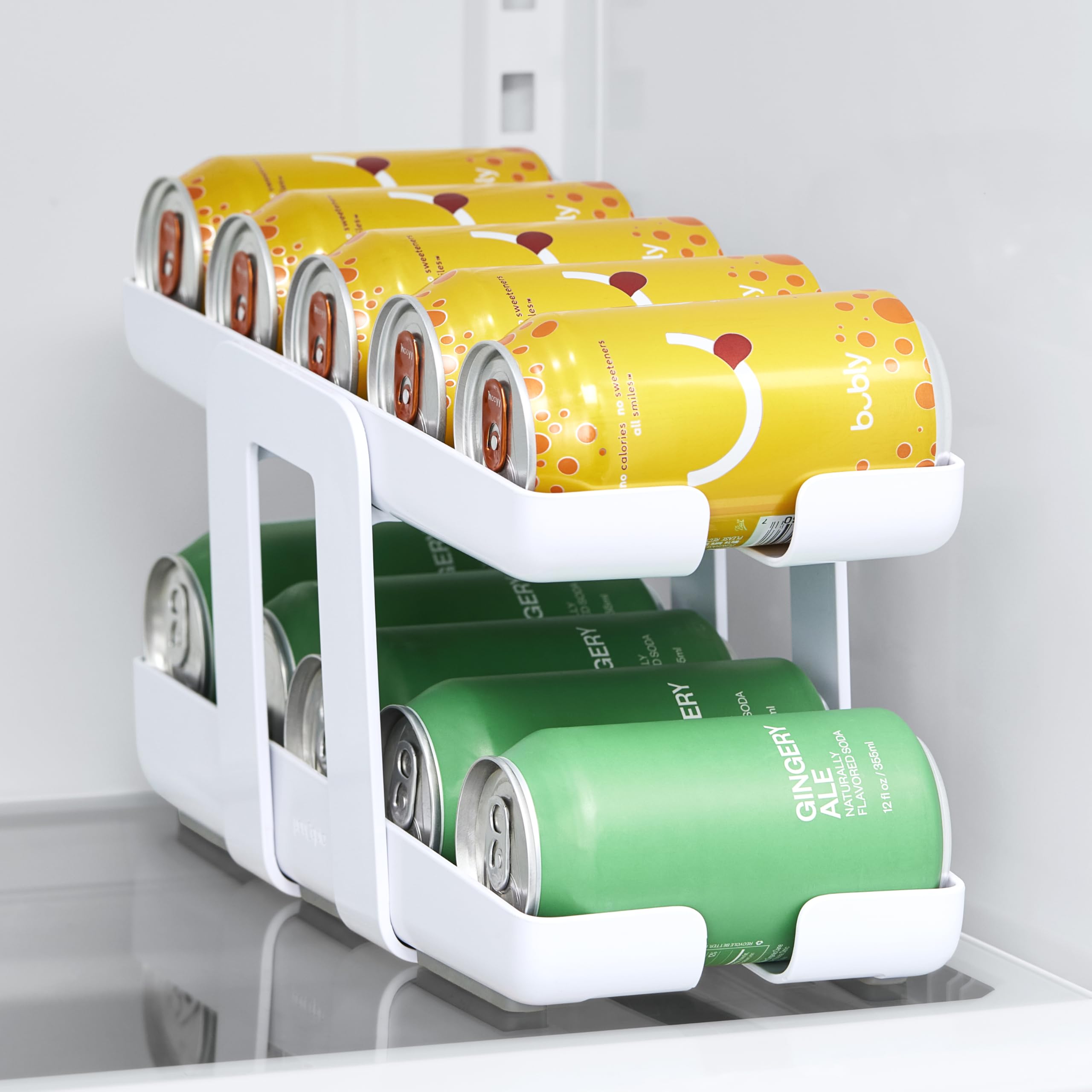 YouCopia RollDown Can Dispenser, Space-Saving Rolling Dispenser and Organizer for Refrigerator Storage, White