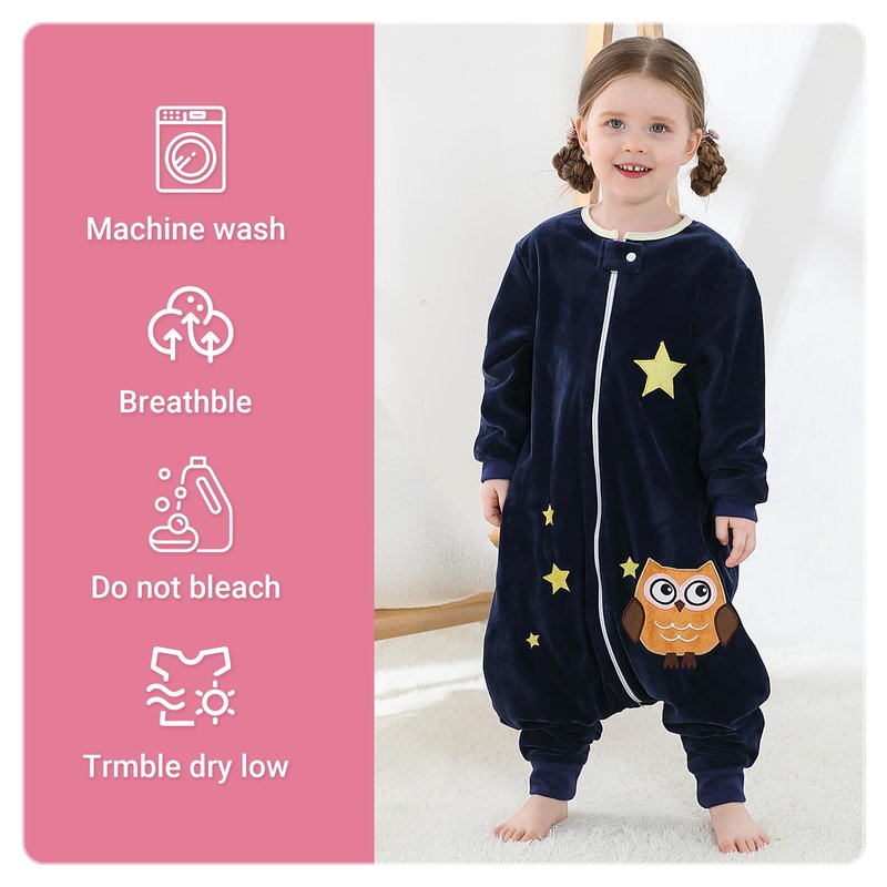 MICHLEY Baby Sleeping Bag Sack Long Sleeve with Feet Winter Swaddle Wearable Blanket for Boys Girls,Owl,3-5Years