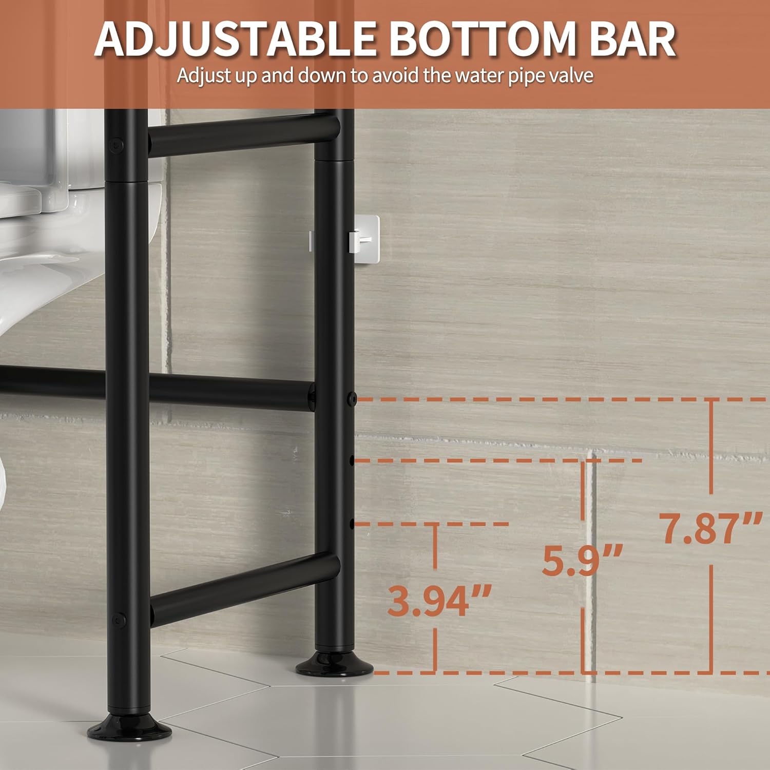 Skiennix 3-Tier Over The Toilet Storage | Freestanding Metal Bathroom Shelves - Space Saver (Black)
