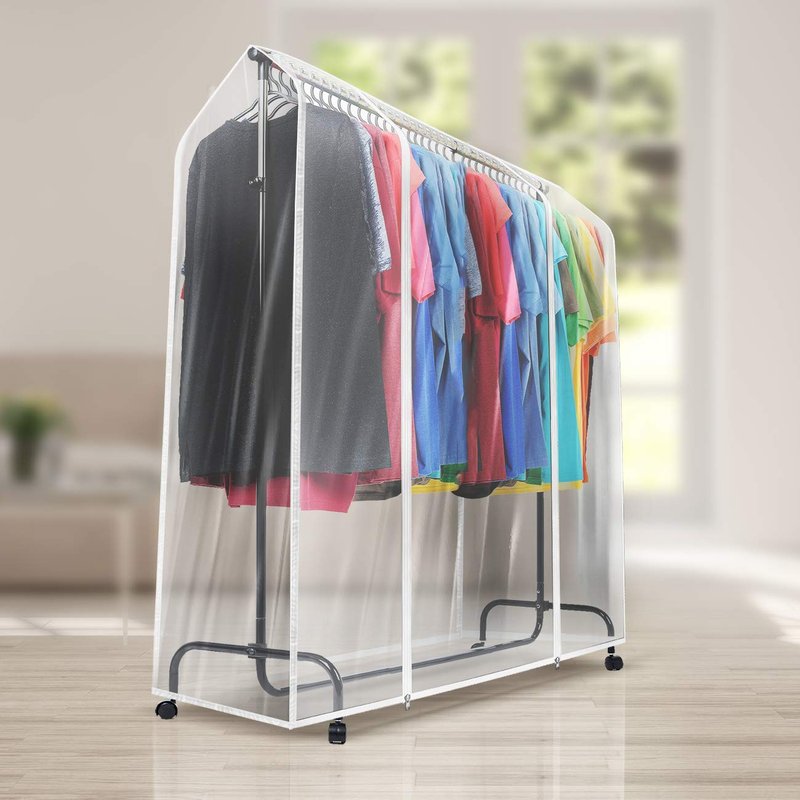 Sorbus Cover for Garment Rack 2 Pack- 6 Ft Transparent Clothes Rack Cover, Garment Coat Hanger Protector Dustproof Waterproof Clothing Storage Cover for Dresses, Suits, Coats (Rack Not Included)