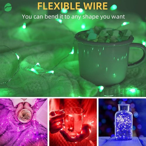 LAMPHOME Fairy Lights - 6 Pack Battery Operated String Lights | 6.6ft Waterproof Silver Wire for DIY Decor