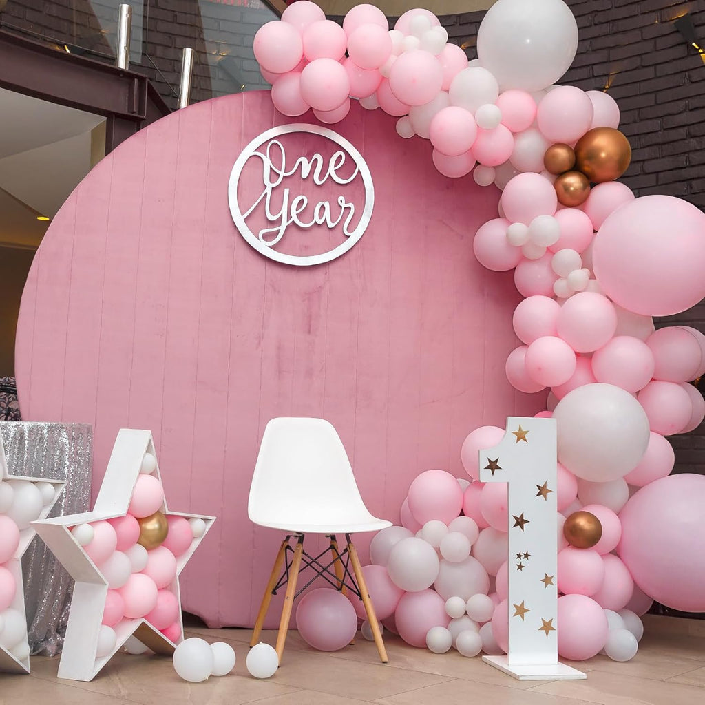 RUBFAC Pastel Pink Balloons - 129pcs in Various Sizes for Garland & Arch | Perfect for Parties & Celebrations