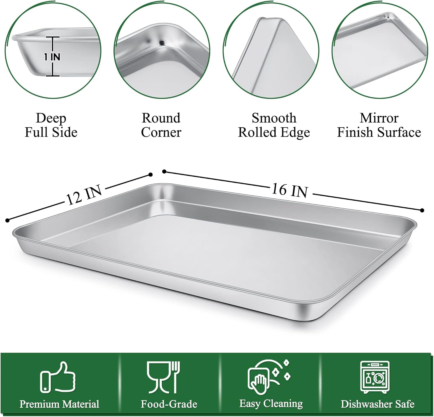P&P CHEF 16-Inch Baking Sheet and Rack Set - Stainless Steel Cookie Sheets with Cooling Racks | Oven & Dishwasher Safe (4 Pcs)