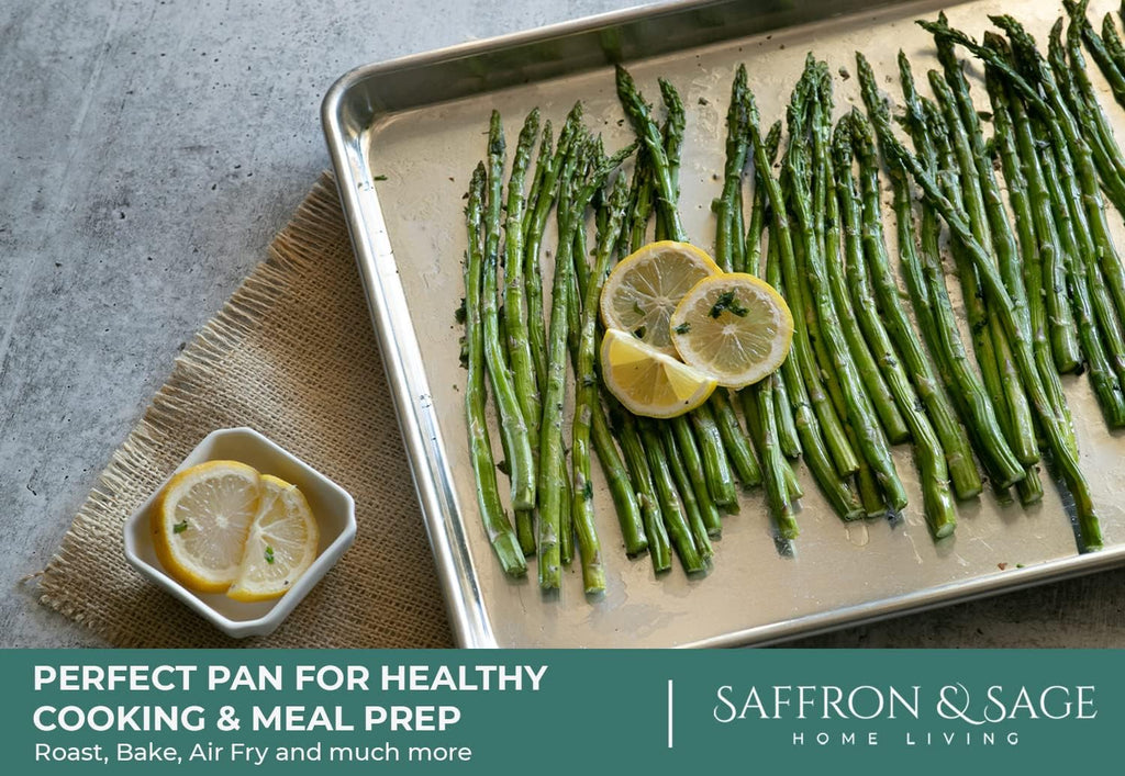 Saffron & Sage Home Living Commercial Quality Cookie Sheet Pan Set - 18x13 Heavy Duty Aluminum, Rust & Warp Resistant - 2 Pack
