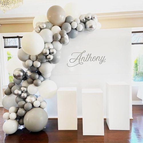 Gray Balloons Kit by [Brand Name] - 120 Pcs in 5-18 Inch Sizes for Birthday, Baby Shower & Wedding Decor