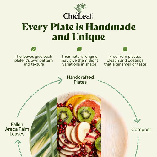 Chic Leaf Palm Leaf Compostable Plates - 6" Square, Pack of 50 - Disposable Dinnerware for Valentine's day, Rustic Bamboo Appetizer Plates, Romantic - Charcuterie Boards & Biodegradable Serviceware
