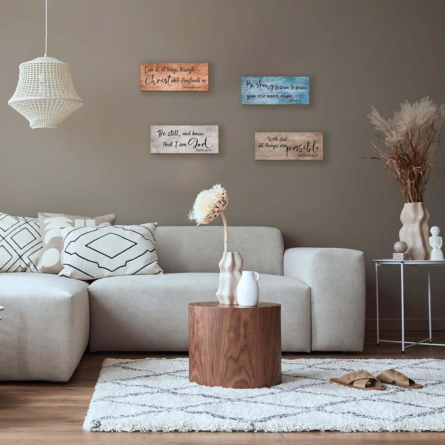 ZONWUTHY Bible Verses Wall Decor - Rustic Wooden Christian Signs | Motivational Prayer Art (10x4)