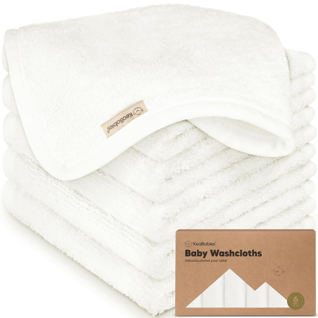 Baby Washcloths 6-Pack | Soft, Absorbent Viscose Bamboo Towels for Newborns & Toddlers, 10x10