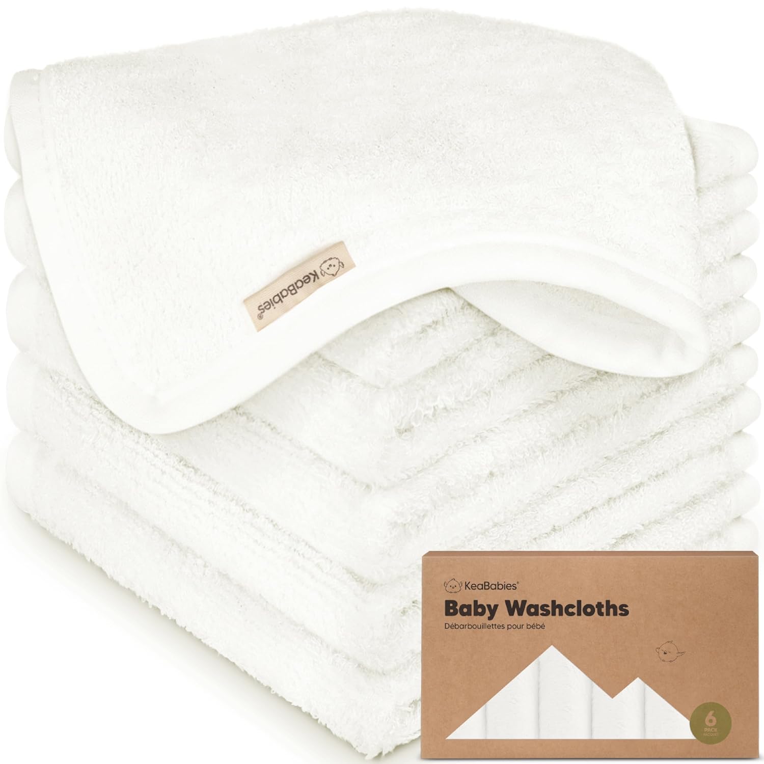 Baby Washcloths 6-Pack | Soft, Absorbent Viscose Bamboo Towels for Newborns & Toddlers, 10x10