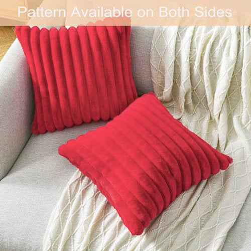 Volcanics Red Faux Fur Double-Sided Christmas Pillow Cover 20x20 - Pack of 1