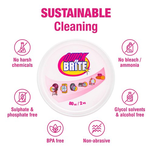 Quick 'n Brite All Purpose Cleaning Paste – Miracle Cleaner for Tough Stains, Biodegradable, Non-Toxic, Pet-Safe, Multi-Surface Stain Remover, Made in USA, 80 Oz
