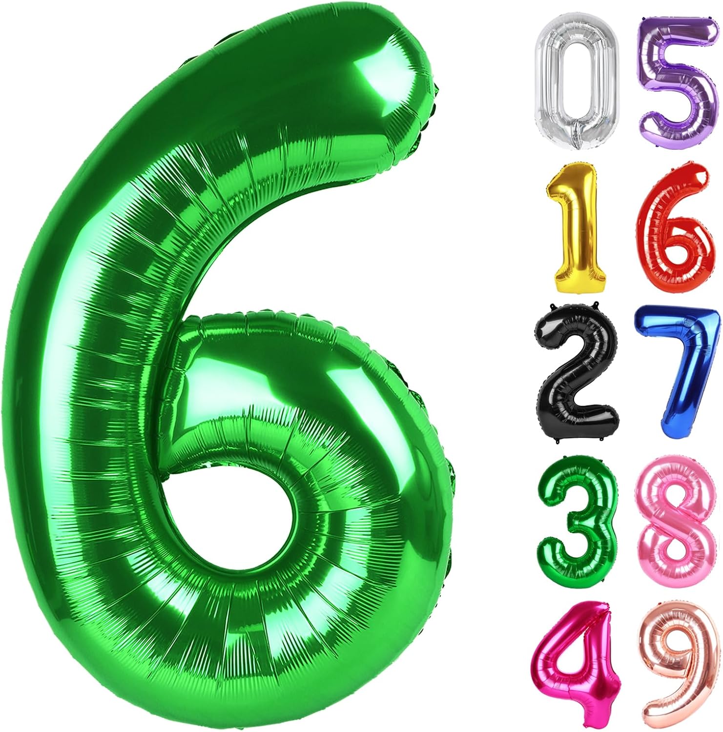 Number 6 Foil Balloon - Dark Green 40 Inch Giant Balloon for 6th Birthday Party Decorations