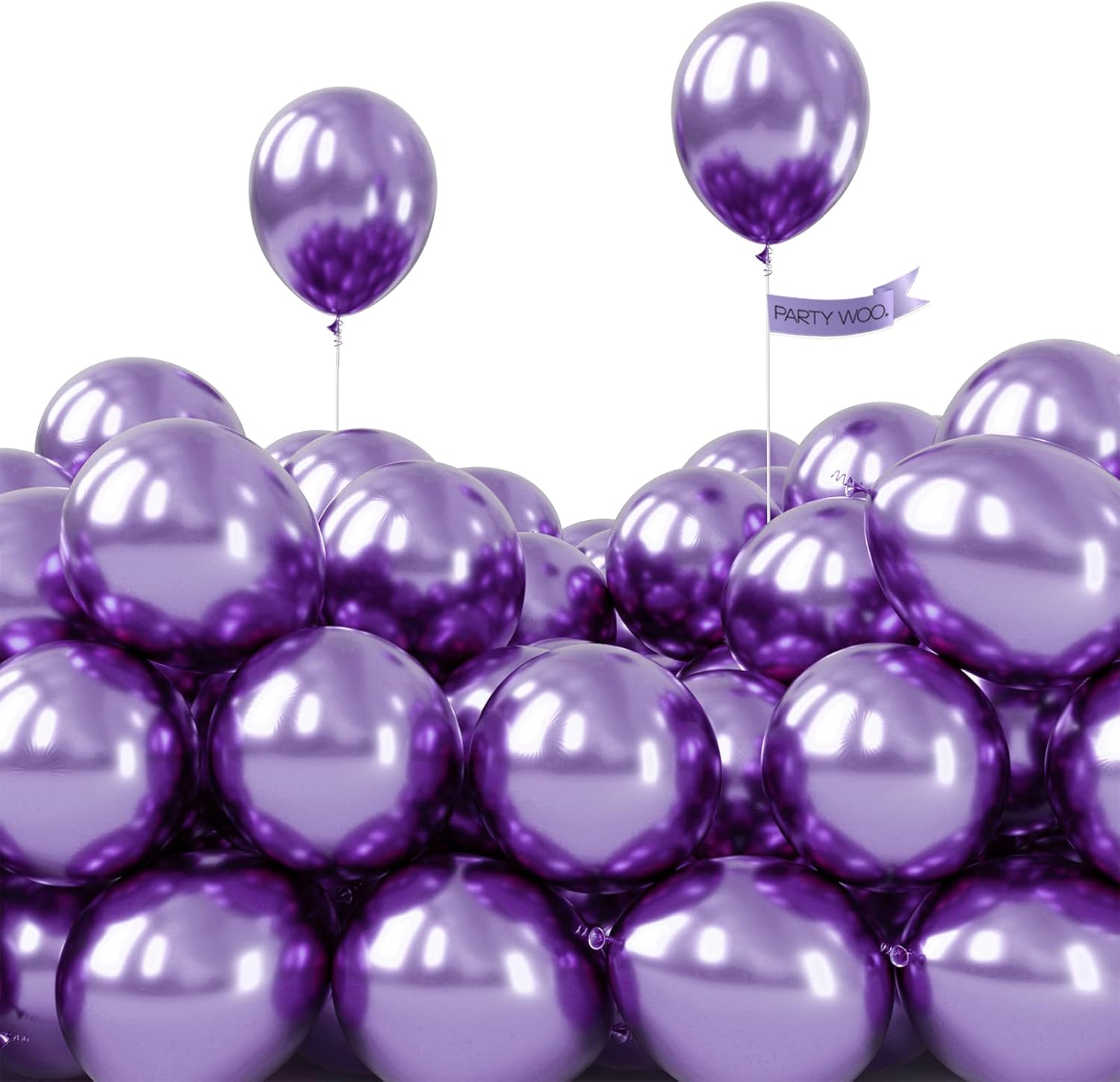 PartyWoo Metallic Purple Balloons - 50 Pcs Mini Chrome Latex for Graduation & Birthday Celebrations