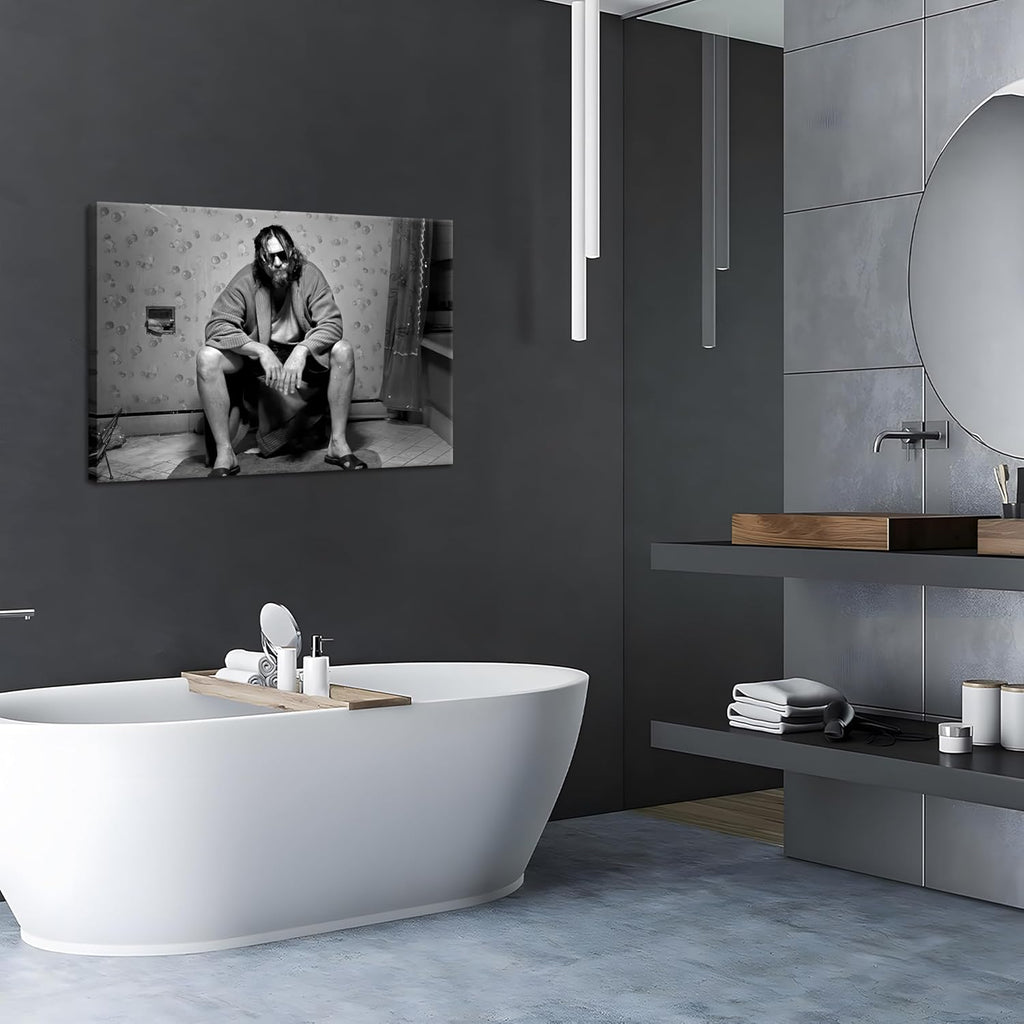 Skiennix Funny Bathroom Wall Decor - 90s Movie Poster Black & White Art | Humorous Toilet Sign 16x24 in