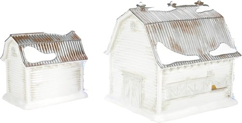 Department 56 Elvis Presley Graceland Stables Lit Building Set - 7.2" & 5" White Decor