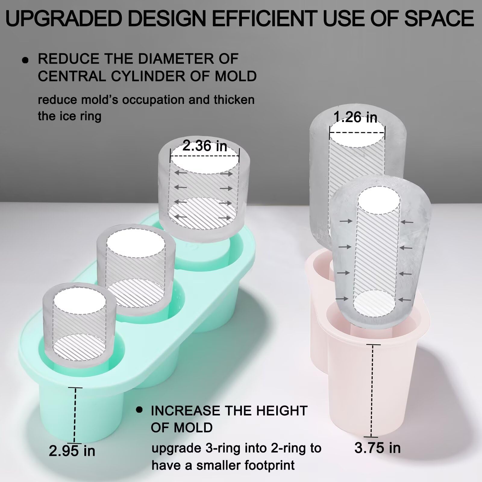 Ice Mold for Stanley Cup, Silicone Ice Cube Tray for Stanley Cup 30oz-40oz, Tumbler Ice Mold with Lid and Bin, Easy Release Cylinder Ice Cube Mold, 1 Pack, Rose Quartz