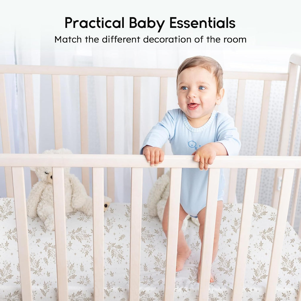 Yoofoss Fitted Baby Crib Sheets - Super Soft Microfiber 2-Pack for Standard Crib & Toddler Mattress | Brown & Leaf 28x52x8in