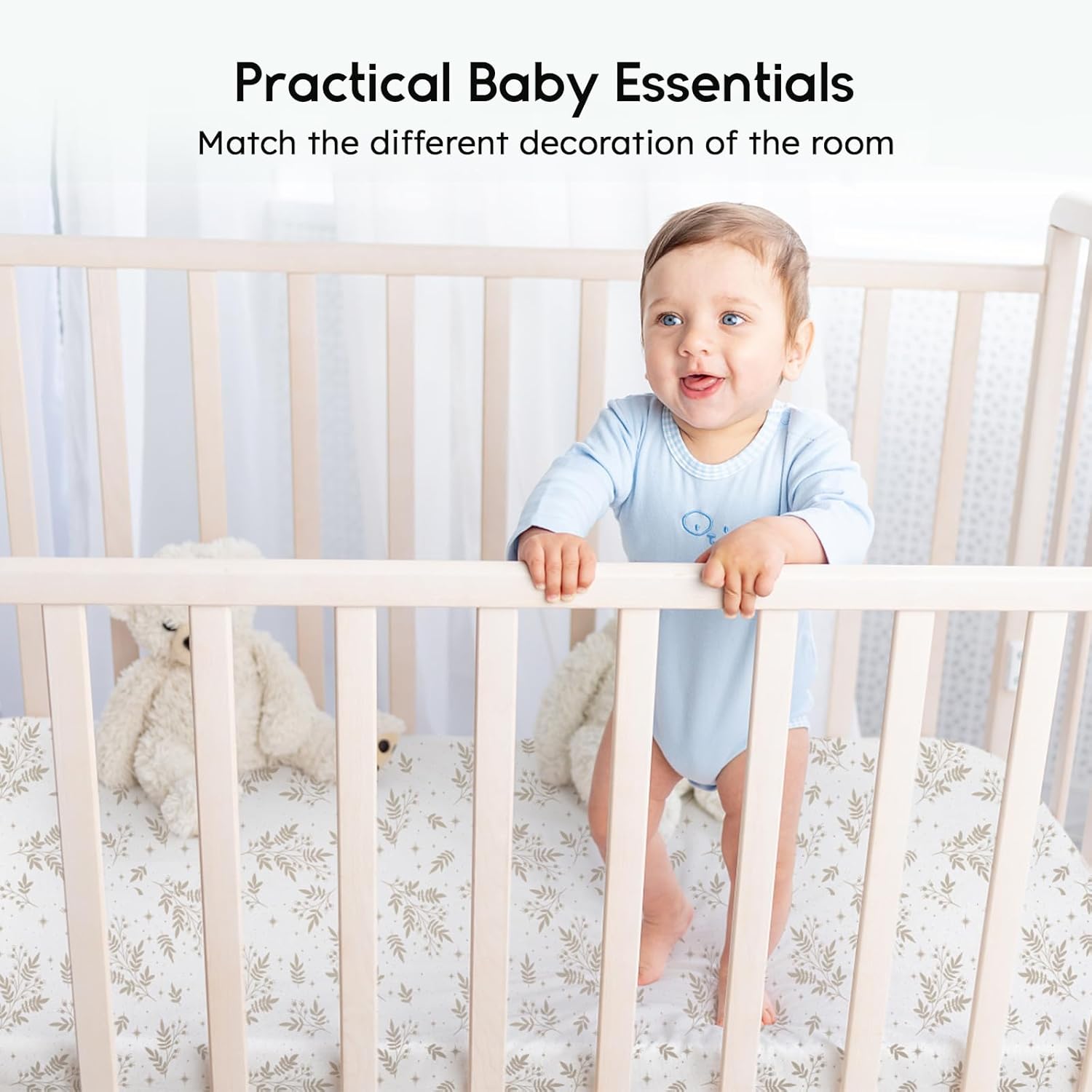 Yoofoss Fitted Baby Crib Sheets - Super Soft Microfiber 2-Pack for Standard Crib & Toddler Mattress | Brown & Leaf 28x52x8in