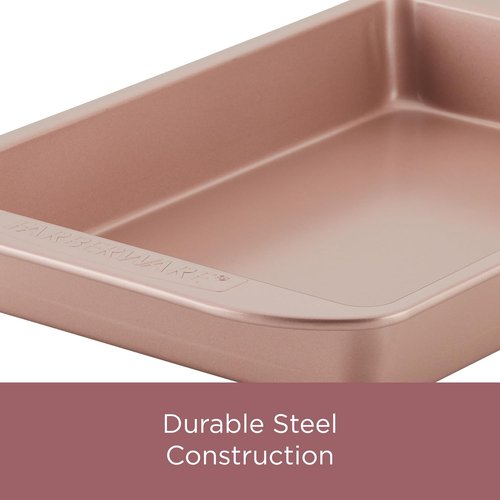 Farberware Nonstick Cookie Sheet - 10 Inch x 15 Inch, Rose Gold Red | Perfect for Baking Cookies