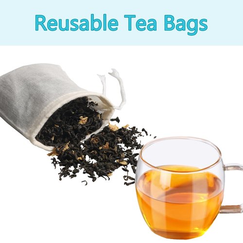 Eketirry Spice Bags, 20pcs Reusable Empty Tea Bags, Muslin Strainer Bags, Soup Bags for Cooking, Natural Cotton Fine Mesh Cheesecloth Bags for Cold Brew Coffee(8 x10Inch)