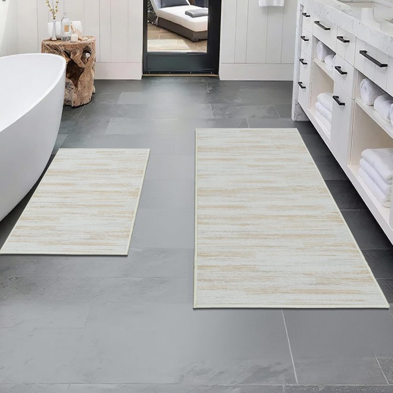 Kitchen Mats for Floor 2PCS, Washable Non Slip Kitchen Rugs Sets,Comfort Standing Rug,Neutral Abstract Absorbent Mat Runner for Kitchen, Floor, Home, Office, Sink, Laundry Living Room Bedroom