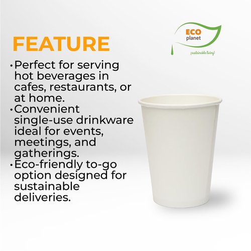 ECOPLANET Compostable Disposable Cups with Lids | Biodegradable and Eco-Friendly Beverage Solution | Durable Cups for Hot and Cold Drinks (9 oz)