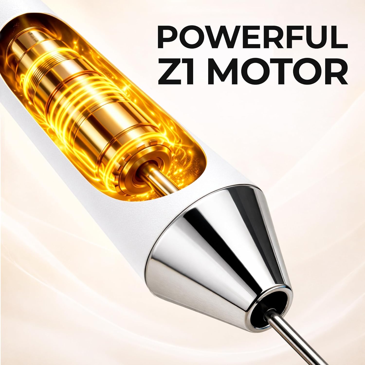 Zulay Kitchen Rechargeable Milk Frother - Handheld Electric Drink Mixer with 3 Whisk Attachments | USB-C Charging, Lasts 6 Months