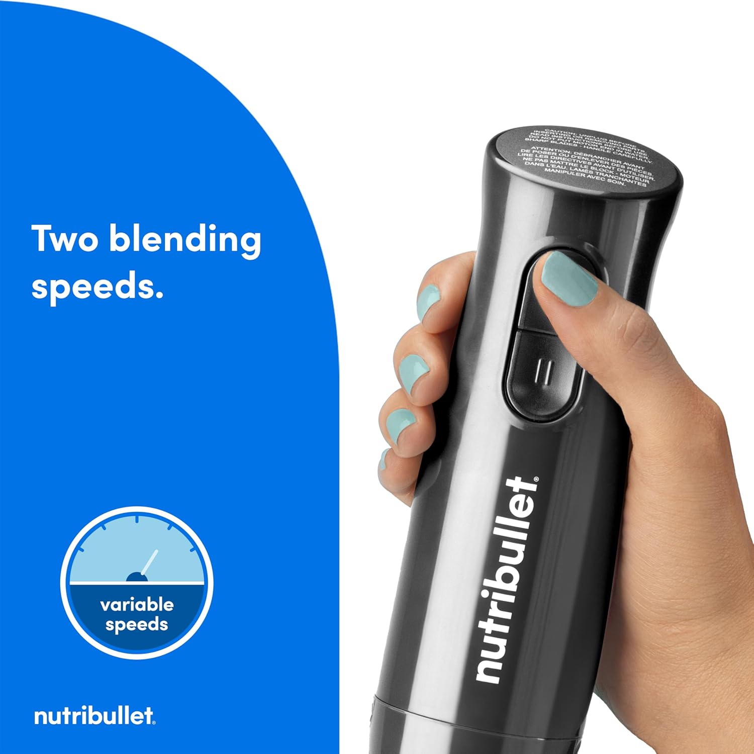Nutribullet Immersion Blender - Powerful Dark Gray Handheld Mixer for Smoothies & Soups
