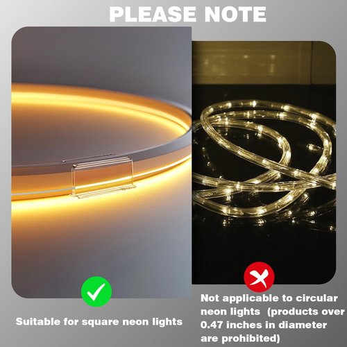 Govee Neon Rope Light Clips - 24 Pcs Clear Waterproof LED Strip Mounting Brackets | Adhesive Wall Holder