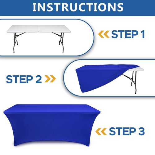 Enjoyidea Spandex Table Cloths for 8 Foot Rectangle Tables-6 Pack Fitted Stretch Royal Blue Table Covers-Folding Tablecloths for Party, Vendor Booth Display, Banquet Buffet Event, Craft Trade Show