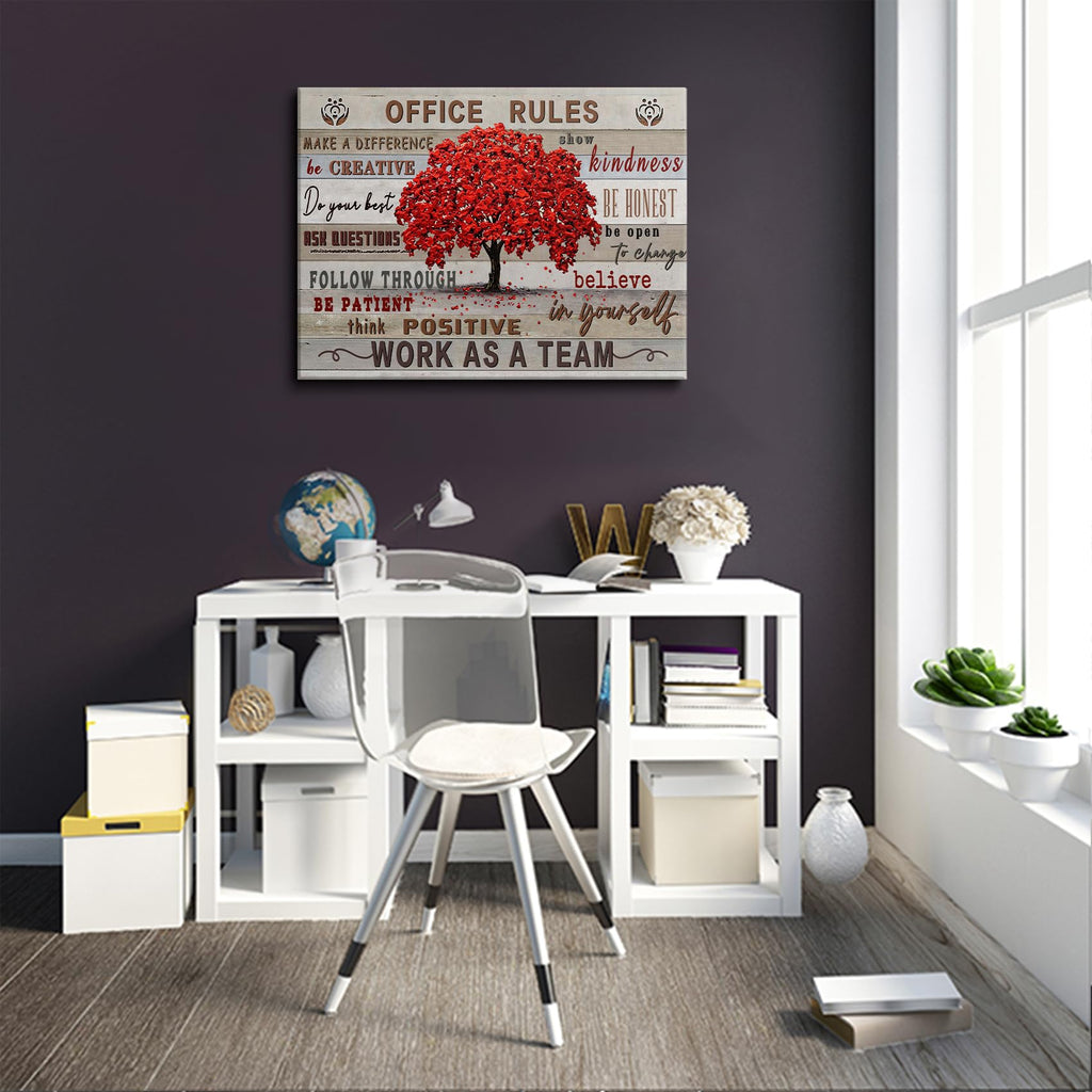 HDXUFJQ Office Inspirational Wall Art Office Rules Canvas Wall Decor Team Rules Motivation Positive Quotes Pictures Prints Teamwork Painting for Home Office Ready to hang(24"x36")