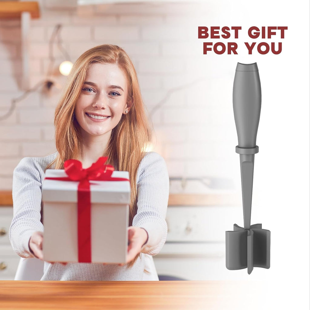 Skiennix Meat Chopper - Premium Heat Resistant Hamburger Grinder Tool | 2 Pcs Set - Black & Grey