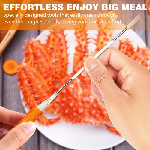 LA NOVO Crab Crackers and Tools, Set of 4 Stainless Steel Lobster Picks, Crab Leg Cracker, Seafood Tool Kit with Gift Box